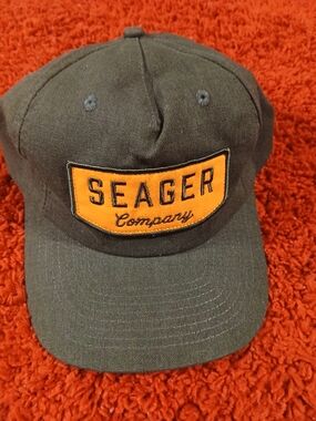Seager Company Black and Orange Patch Cap